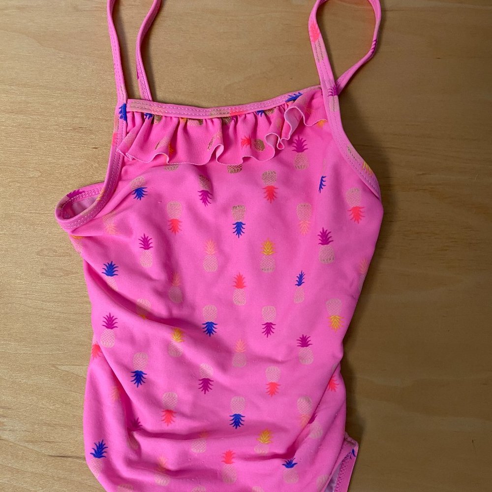 Primark Kids Girls One Piece Pineapple Pink Bathing Suit in Great Shape!